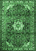 Machine Washable Medallion Emerald Green Traditional Area Rugs, wshtr1268emgrn