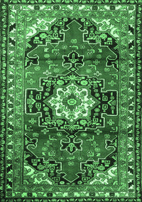 Medallion Emerald Green Traditional Rug, tr1268emgrn