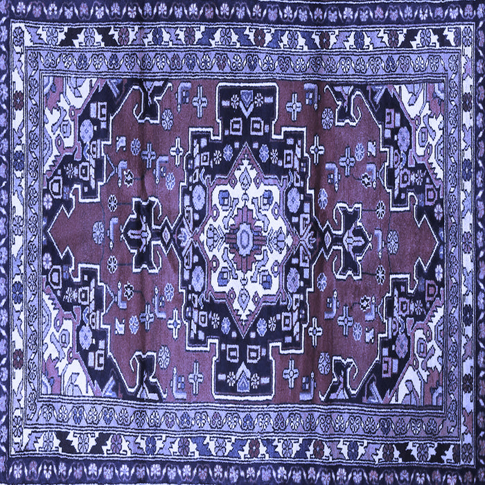 Square Medallion Blue Traditional Rug, tr1268blu