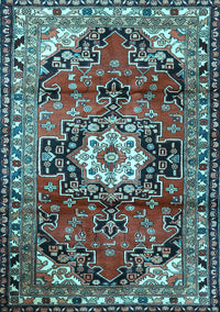 Medallion Light Blue Traditional Rug, tr1268lblu