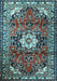 Medallion Light Blue Traditional Rug, tr1268lblu