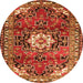 Square Medallion Orange Traditional Rug, tr1268org