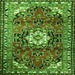 Round Machine Washable Medallion Green Traditional Area Rugs, wshtr1268grn