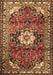 Machine Washable Medallion Brown Traditional Rug, wshtr1268brn