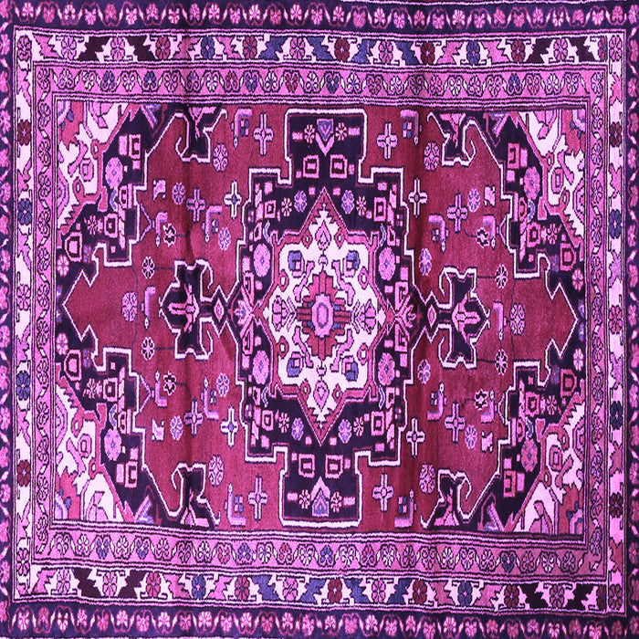 Square Machine Washable Medallion Purple Traditional Area Rugs, wshtr1268pur