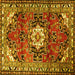 Square Medallion Yellow Traditional Rug, tr1268yw