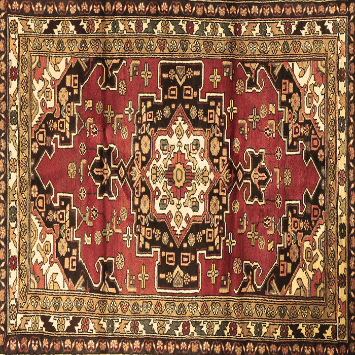 Square Medallion Brown Traditional Rug, tr1268brn