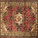 Square Medallion Brown Traditional Rug, tr1268brn