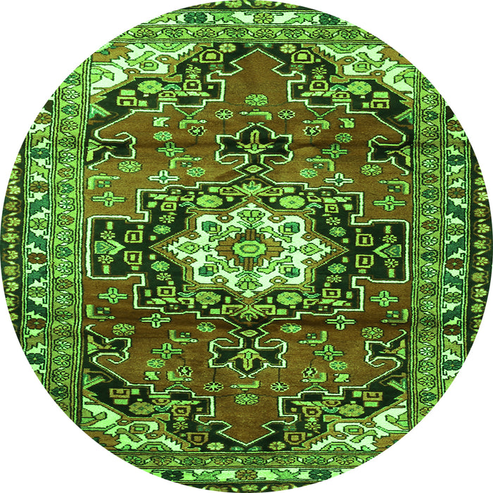 Square Medallion Green Traditional Rug, tr1268grn