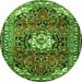 Square Medallion Green Traditional Rug, tr1268grn