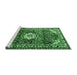 Sideview of Machine Washable Medallion Emerald Green Traditional Area Rugs, wshtr1268emgrn