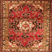 Round Machine Washable Medallion Orange Traditional Area Rugs, wshtr1268org