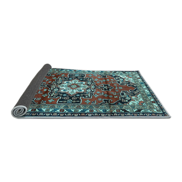 Sideview of Medallion Light Blue Traditional Rug, tr1268lblu