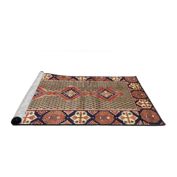 Sideview of Machine Washable Traditional Sand Brown Rug, wshtr1269