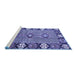 Sideview of Machine Washable Persian Blue Traditional Rug, wshtr1269blu