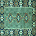 Square Machine Washable Persian Turquoise Traditional Area Rugs, wshtr1269turq