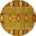 Round Persian Yellow Traditional Rug, tr1269yw