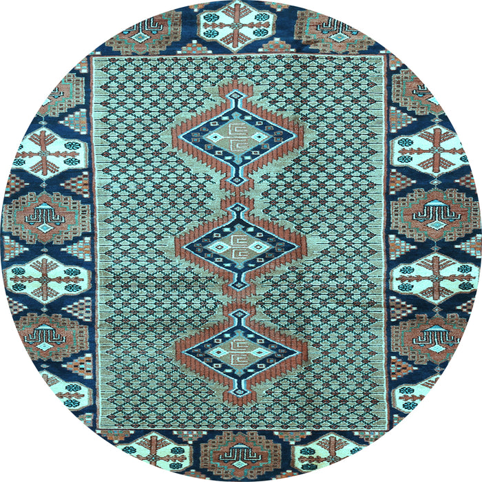 Round Persian Light Blue Traditional Rug, tr1269lblu