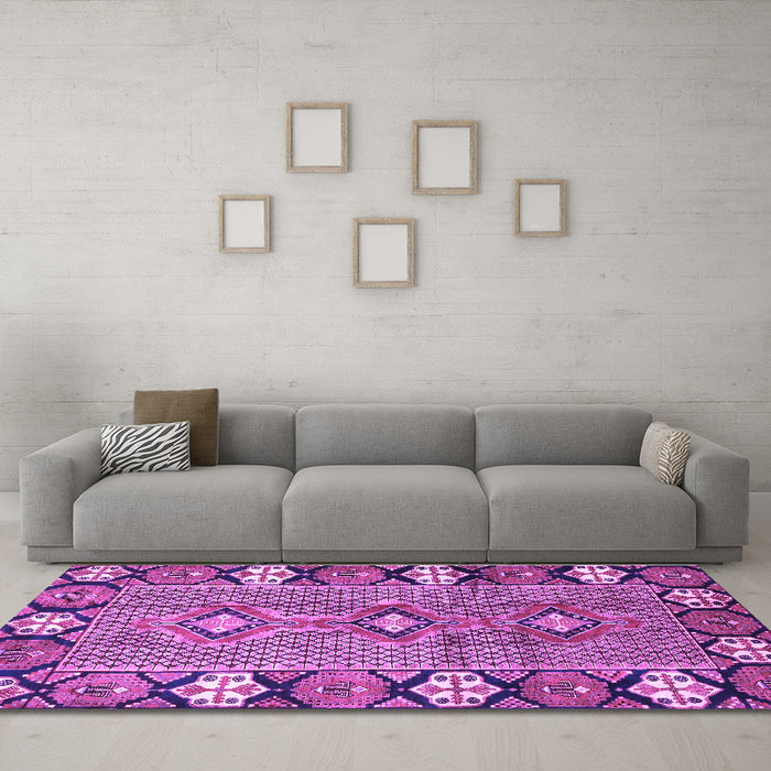 Machine Washable Persian Purple Traditional Area Rugs in a Living Room, wshtr1269pur
