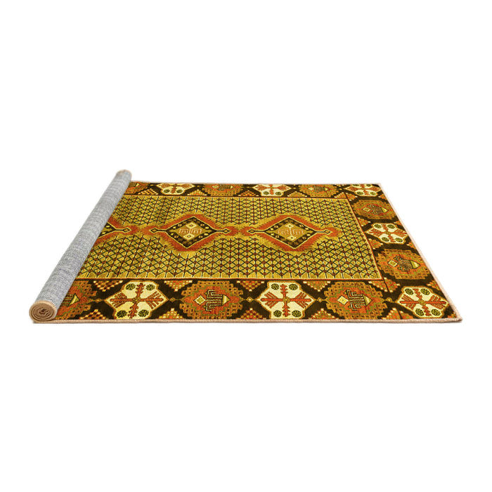 Sideview of Machine Washable Persian Yellow Traditional Rug, wshtr1269yw