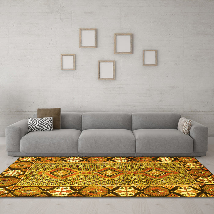 Machine Washable Persian Yellow Traditional Rug in a Living Room, wshtr1269yw