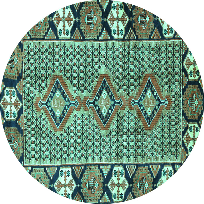 Round Machine Washable Persian Turquoise Traditional Area Rugs, wshtr1269turq