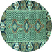 Round Machine Washable Persian Turquoise Traditional Area Rugs, wshtr1269turq