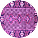 Round Machine Washable Persian Purple Traditional Area Rugs, wshtr1269pur