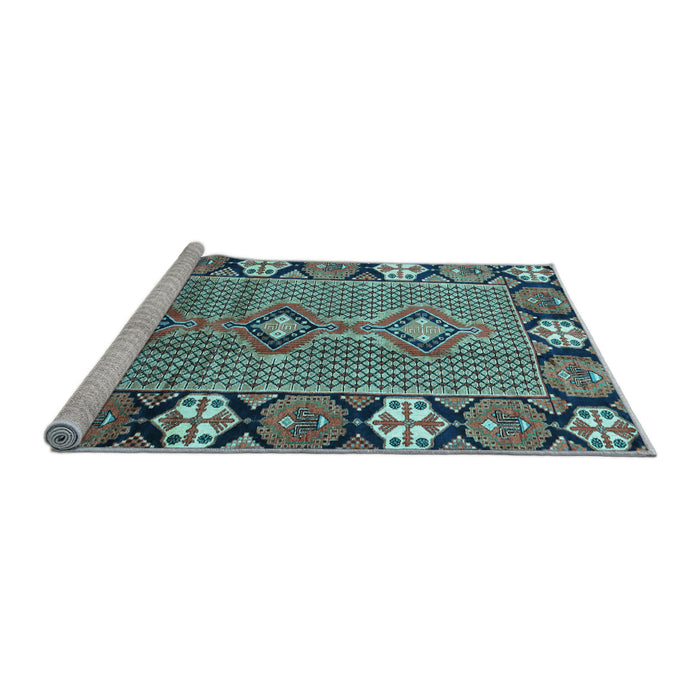 Sideview of Machine Washable Persian Light Blue Traditional Rug, wshtr1269lblu