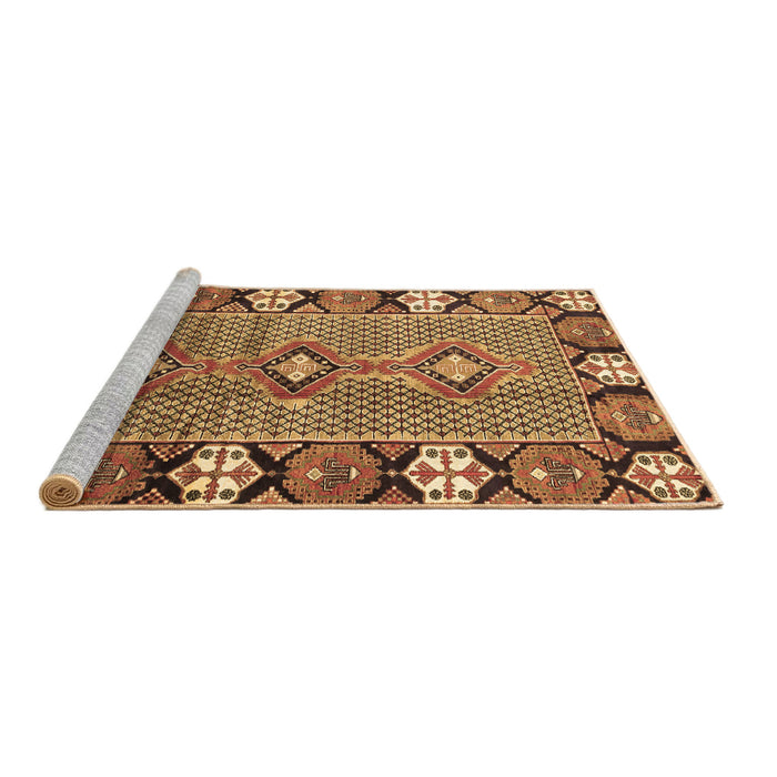 Sideview of Machine Washable Persian Brown Traditional Rug, wshtr1269brn
