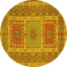 Round Persian Yellow Traditional Rug, tr126yw