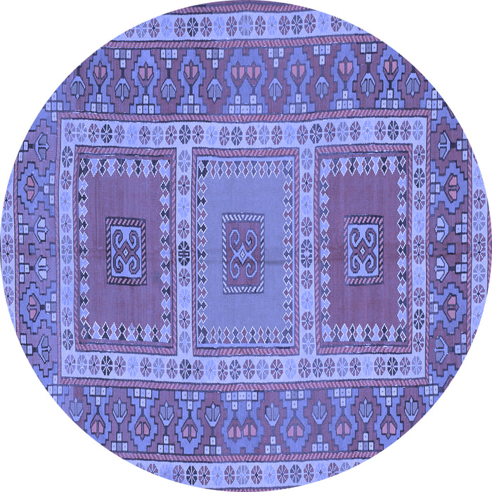 Round Machine Washable Persian Blue Traditional Rug, wshtr126blu