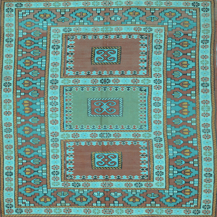 Square Machine Washable Persian Light Blue Traditional Rug, wshtr126lblu