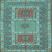 Square Machine Washable Persian Light Blue Traditional Rug, wshtr126lblu