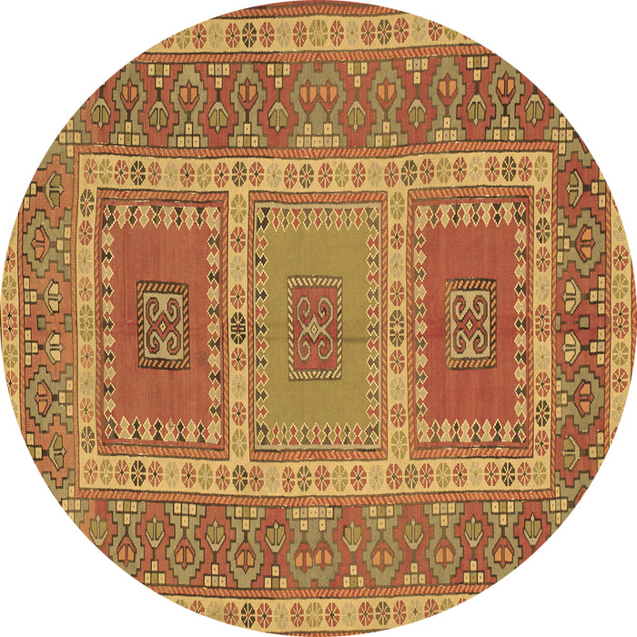 Round Persian Brown Traditional Rug, tr126brn