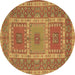 Round Machine Washable Persian Brown Traditional Rug, wshtr126brn