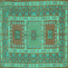 Square Machine Washable Persian Turquoise Traditional Area Rugs, wshtr126turq