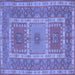 Square Machine Washable Persian Blue Traditional Rug, wshtr126blu