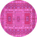 Round Machine Washable Persian Pink Traditional Rug, wshtr126pnk