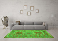 Machine Washable Persian Green Traditional Rug, wshtr126grn