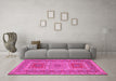 Machine Washable Persian Pink Traditional Rug in a Living Room, wshtr126pnk