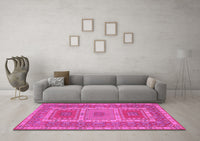 Machine Washable Persian Pink Traditional Rug, wshtr126pnk