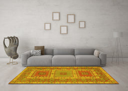 Machine Washable Persian Yellow Traditional Rug in a Living Room, wshtr126yw