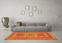 Machine Washable Persian Orange Traditional Rug, wshtr126org