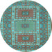 Round Machine Washable Persian Light Blue Traditional Rug, wshtr126lblu