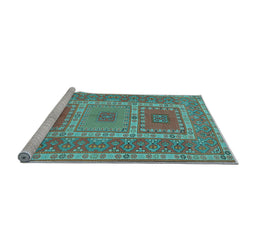 Sideview of Machine Washable Persian Light Blue Traditional Rug, wshtr126lblu