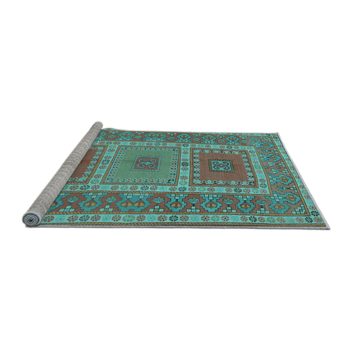 Sideview of Machine Washable Persian Light Blue Traditional Rug, wshtr126lblu