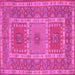 Square Machine Washable Persian Pink Traditional Rug, wshtr126pnk