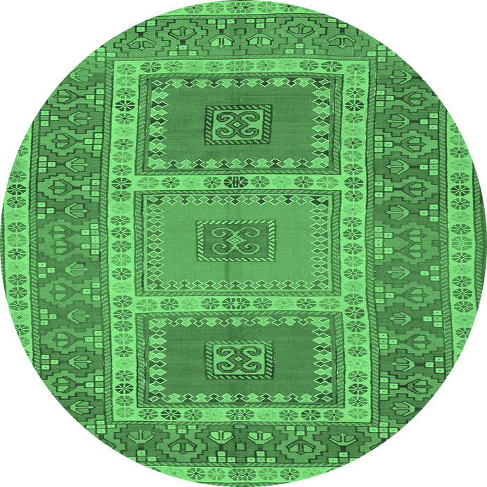 Round Persian Emerald Green Traditional Rug, tr126emgrn