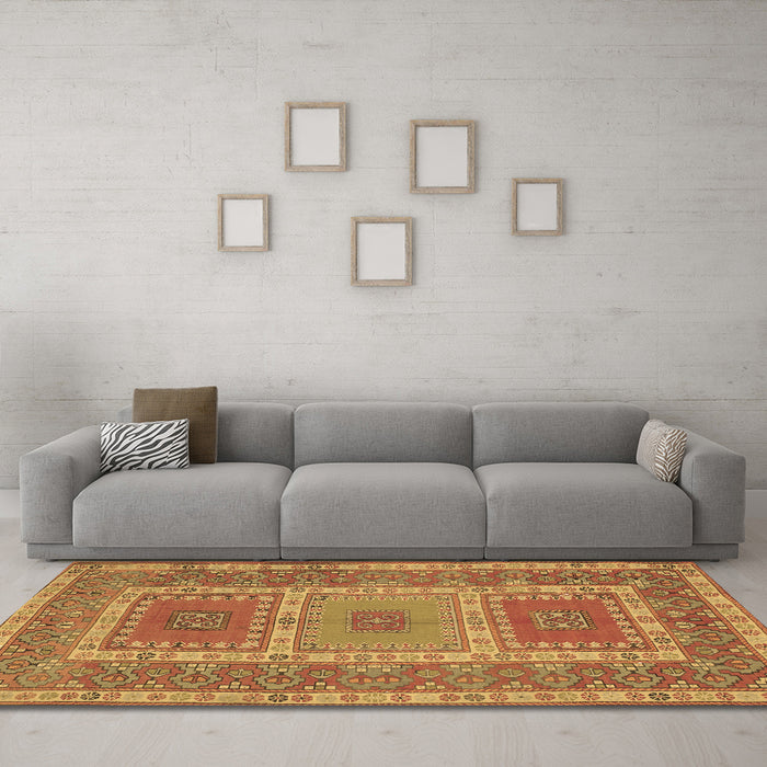 Machine Washable Persian Brown Traditional Rug in a Living Room,, wshtr126brn